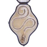 A Victorian gold gem set serpent necklace,