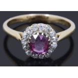 A sweet Edwardian ruby and diamond cluster ring,