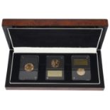 Queen Elizabeth II Platinum Wedding Anniversary three gold coin set