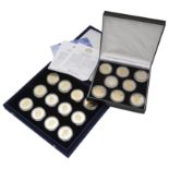 The Royal Mint - A set of sixteen .925 silver plated in 24 carat gold