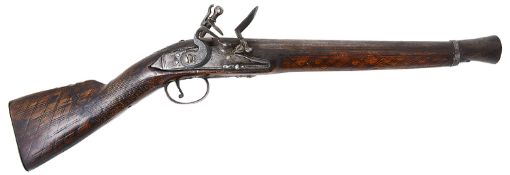 A late 18th century steel barrelled flintlock blunderbuss