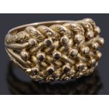 A 18ct gold three row knot ring