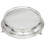 A mid 20th century electroplated circular mirror plateau or wedding cake stand