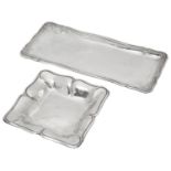 An early 20th century German .800 silver rectangular silver tray and a square dish
