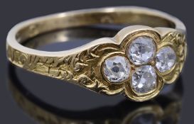 A beautiful Victorian four stone diamond cluster ring,