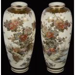 A pair of Japanese Meiji period Satsuma pottery vases