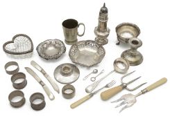 A mixed lot of silver and plated items