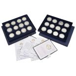 The Royal Mint - two sets of 12 silver proof coin sets commemorating the Queen's 80th Birthday