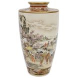 A Japanese Meiji period Satsuma earthenware vase by Okamoto Ryozan for the Yasuda Company