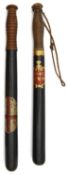 Two Victorian painted truncheons