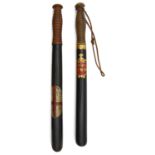 Two Victorian painted truncheons