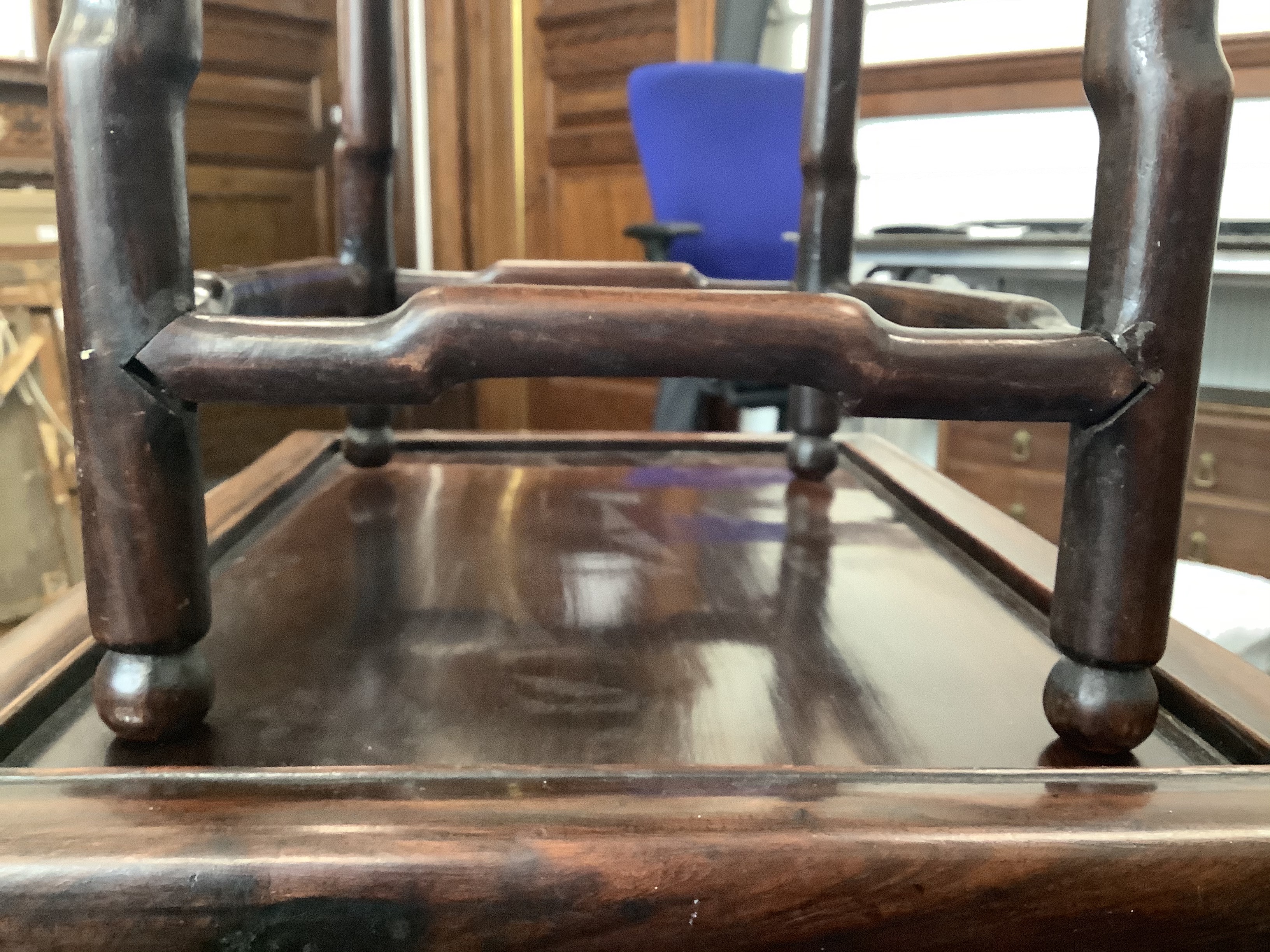 A late 19th century Chinese hardwood nest of three occasional tables - Image 6 of 6