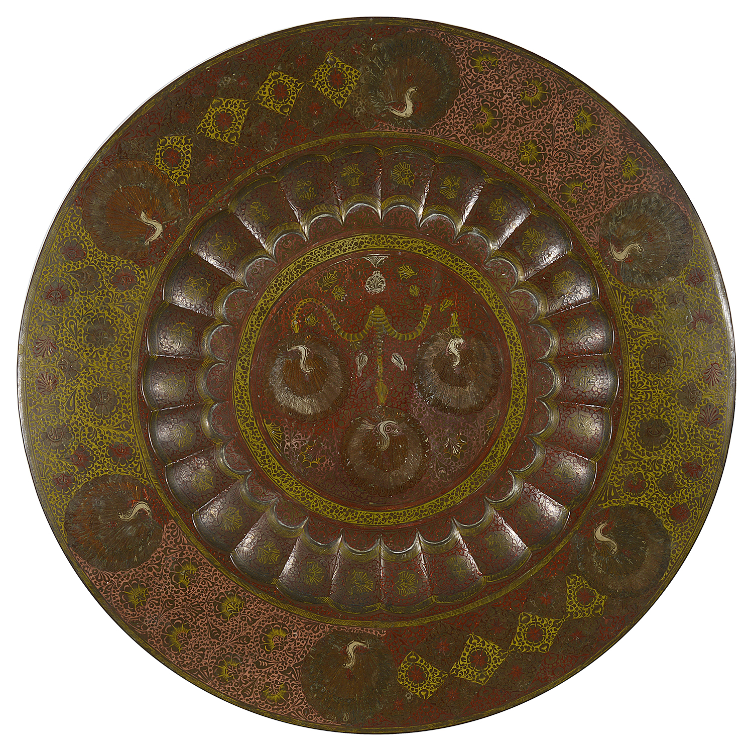 An early 20th century Anglo-Indian enamelled brass topped occasional table - Image 2 of 2