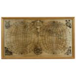 A rare George III double hemisphere world map sampler