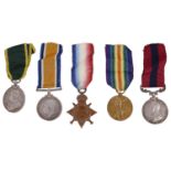A WW1 Distinguished Conduct group of five medals awarded to 55400/C.S. Mjr W.H.Elwick. R.E.