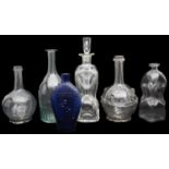 A selection of mostly 19th century Norwegian probably Gjovik soda glass carafes and other glass