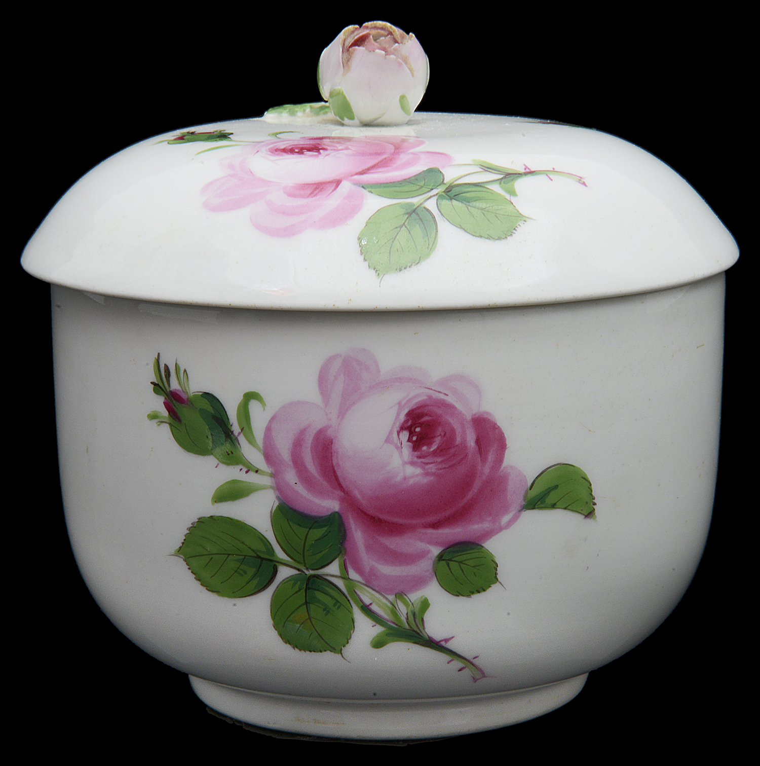 A 20th century Meissen 'pink rose' sugar bowl and cover