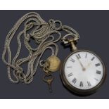 A George III silver pair cased open faced pocket watch