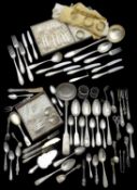A collection of 19th century and later mostly German .800 silver and electroplated flatware