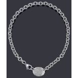 A Tiffany & Co Sterling silver 'Return to Tiffany' oval tag choker necklace