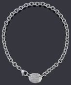 A Tiffany & Co Sterling silver 'Return to Tiffany' oval tag choker necklace