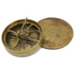 A late 18th century Irish brass cased pocket sundial compass by Lynch, Dublin