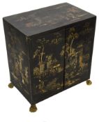 A mid 19th century Chinese export gilt decorated black lacquer table cabinet