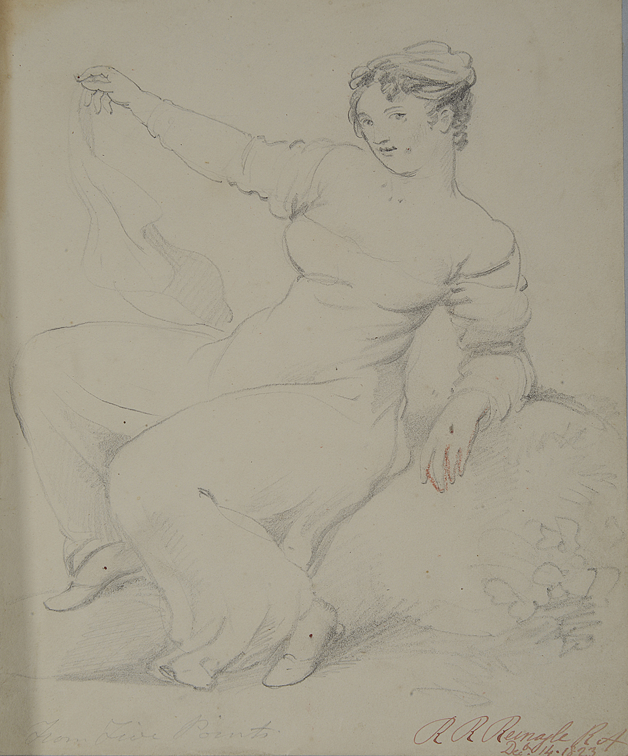 An interesting early 19th century album of watercolours, pencil sketches and verse c.1820s - Image 5 of 8