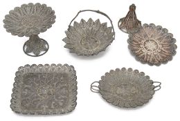 A collection of early 20th century Maltese silver filigree miniature items