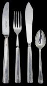 A George V Art Deco part canteen of silver flatware