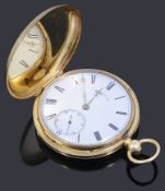 An 18ct gold full hunter key wound pocket watch