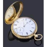 An 18ct gold full hunter key wound pocket watch