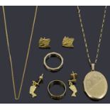 Six items of assorted gold jewellery