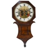 A large late Regency rosewood Oddfellows drop dial wall clock