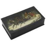 An early 20th century Russian black lacquer and papier box