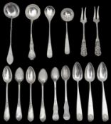 A selection of mostly 19th century Norwegian .830 silver teaspoons and utensils