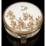 A late 19th century Japanese Meiji period Satsuma pottery circular pot and cover (Kogo) c.1900
