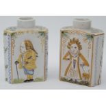A pair of late 19th Century Delft tea canister