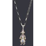 A 9ct gold gem set clown pendant on chain,