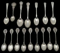 An Edwardian matched set of nine silver coffee spoons with Palace of Westminster Portcullis