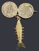 A Chinese high carat gold brooch