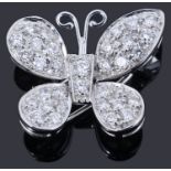 A white gold diamond set butterfly brooch