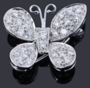 A white gold diamond set butterfly brooch