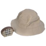 A Burberry canvas bucket shaped hat and coin purse