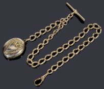 A 9ct yellow gold curb link watch chain