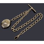 A 9ct yellow gold curb link watch chain