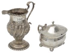 A George III silver cream jug and silver mustard pot