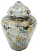 A Victorian Decalcomania glass vase and cover