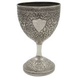 A large early 20th century Indian silver goblet/cup