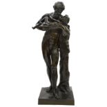 After the antique, a large 19th c. Grand Tour patinated bronze of Silenus and the infant Bacchus